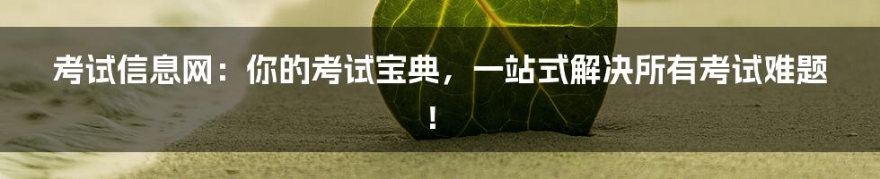 考试信息网:你的考试宝典,一站式解决所有考试难题!