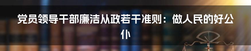 党员领导干部廉洁从政若干准则:做人民的好公仆