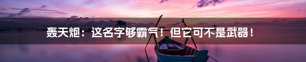 轰天炮:这名字够霸气!但它可不是武器!