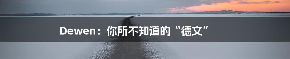 Dewen:你所不知道的“德文”