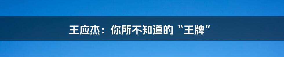 王应杰:你所不知道的“王牌”