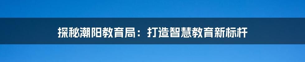 探秘潮阳教育局:打造智慧教育新标杆