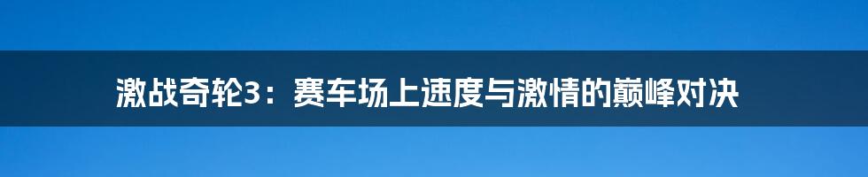 激战奇轮3:赛车场上速度与激情的巅峰对决