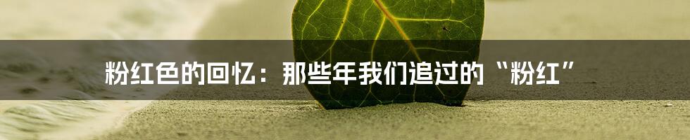 粉红色的回忆:那些年我们追过的“粉红”