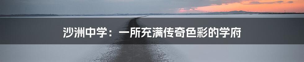 沙洲中学:一所充满传奇色彩的学府