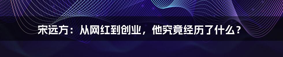 宋远方:从网红到创业,他究竟经历了什么?