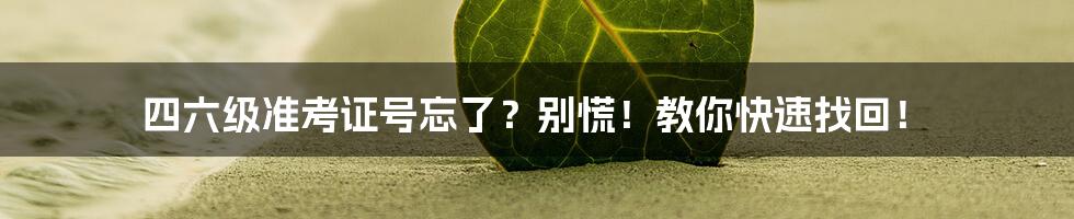 四六级准考证号忘了?别慌!教你快速找回!