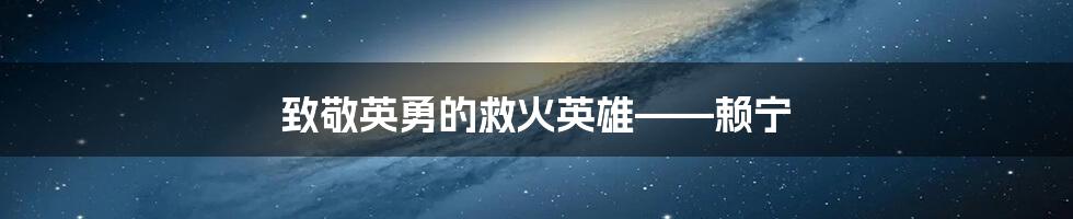 致敬英勇的救火英雄——赖宁