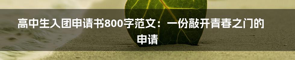 高中生入团申请书800字范文:一份敲开青春之门的申请