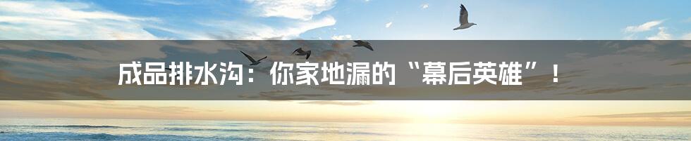 成品排水沟:你家地漏的“幕后英雄”!