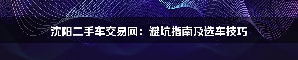 沈阳二手车交易网:避坑指南及选车技巧