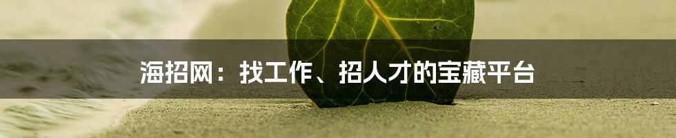 海招网:找工作、招人才的宝藏平台
