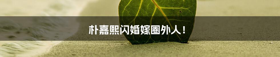 朴嘉熙闪婚嫁圈外人!