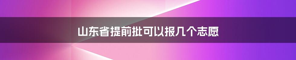 山东省提前批可以报几个志愿