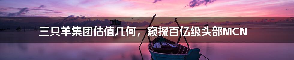 三只羊集团估值几何,窥探百亿级头部MCN
