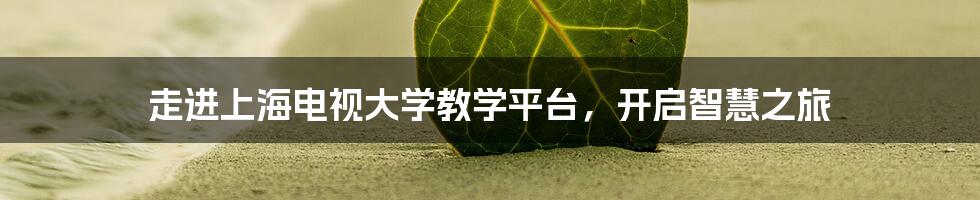 走进上海电视大学教学平台,开启智慧之旅