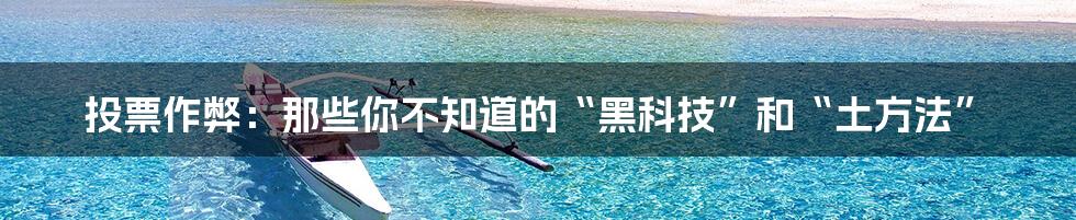 投票作弊:那些你不知道的“黑科技”和“土方法”