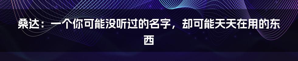 桑达:一个你可能没听过的名字,却可能天天在用的东西