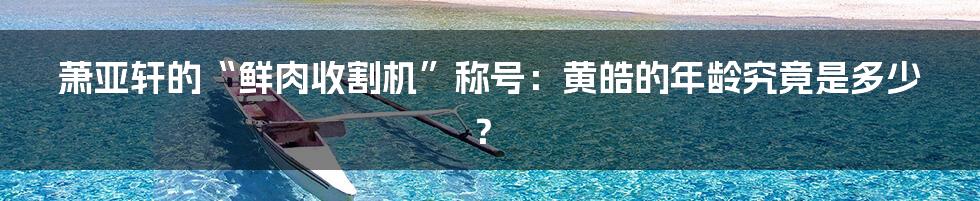 萧亚轩的“鲜肉收割机”称号:黄皓的年龄究竟是多少?