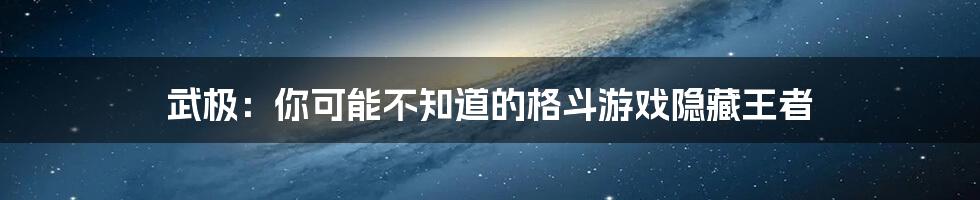武极：你可能不知道的格斗游戏隐藏王者