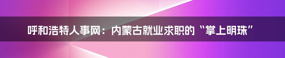 呼和浩特人事网:内蒙古就业求职的“掌上明珠”