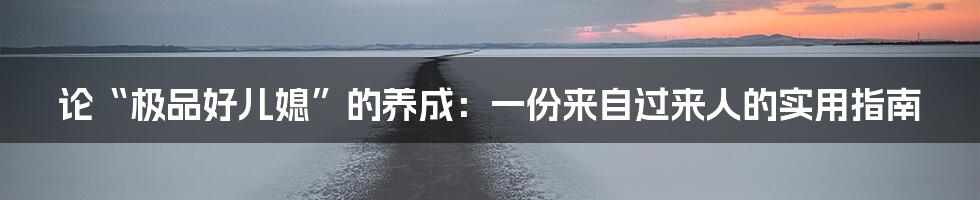 论“极品好儿媳”的养成:一份来自过来人的实用指南