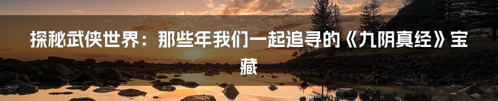 探秘武侠世界:那些年我们一起追寻的《九阴真经》宝藏