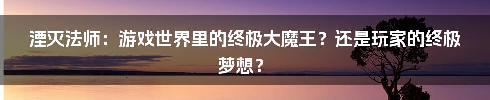 湮灭法师:游戏世界里的终极大魔王?还是玩家的终极梦想?