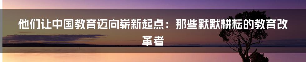 他们让中国教育迈向崭新起点:那些默默耕耘的教育改革者
