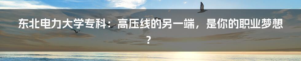 东北电力大学专科:高压线的另一端,是你的职业梦想?