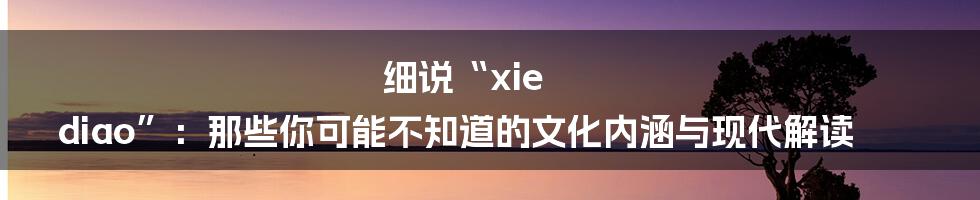 细说“xie diao”:那些你可能不知道的文化内涵与现代解读
