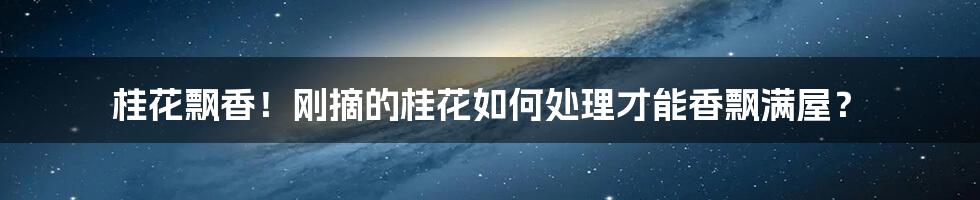 桂花飘香!刚摘的桂花如何处理才能香飘满屋?