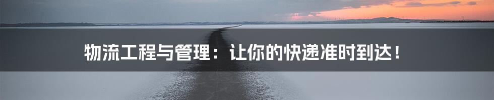 物流工程与管理:让你的快递准时到达!