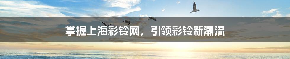 掌握上海彩铃网,引领彩铃新潮流
