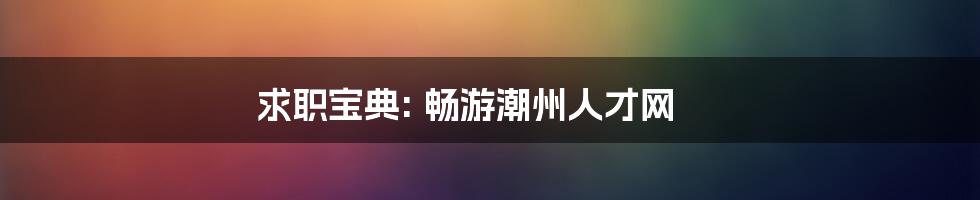 求职宝典: 畅游潮州人才网
