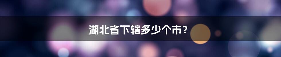 湖北省下辖多少个市?