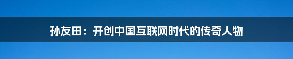 孙友田:开创中国互联网时代的传奇人物
