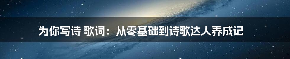 为你写诗 歌词:从零基础到诗歌达人养成记