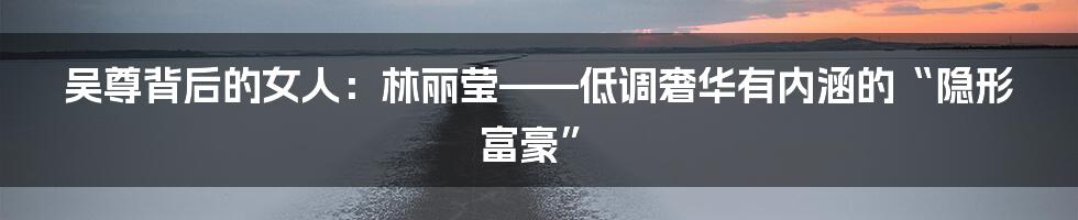 吴尊背后的女人:林丽莹——低调奢华有内涵的“隐形富豪”