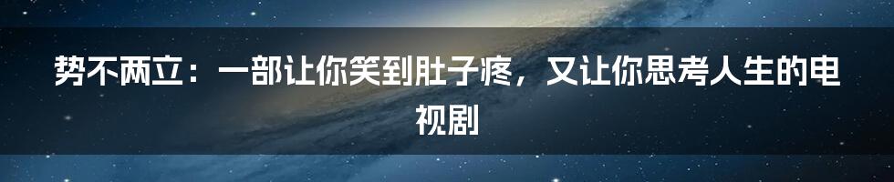 势不两立:一部让你笑到肚子疼,又让你思考人生的电视剧
