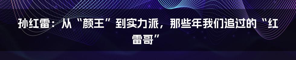 孙红雷:从“颜王”到实力派,那些年我们追过的“红雷哥”