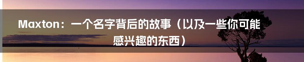 Maxton:一个名字背后的故事(以及一些你可能感兴趣的东西)