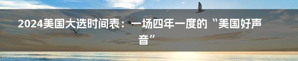 2024美国大选时间表:一场四年一度的“美国好声音”