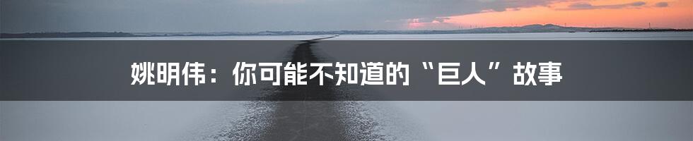 姚明伟:你可能不知道的“巨人”故事