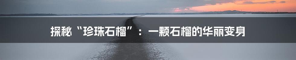 探秘“珍珠石榴”：一颗石榴的华丽变身
