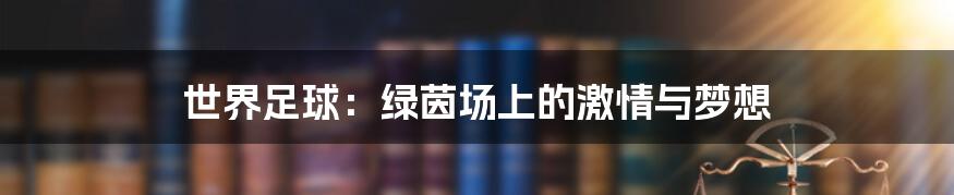 世界足球:绿茵场上的激情与梦想