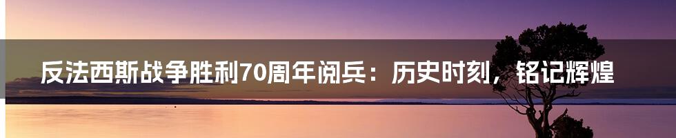 反法西斯战争胜利70周年阅兵:历史时刻,铭记辉煌