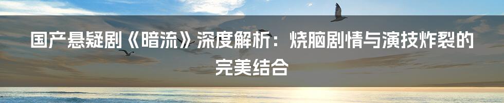 国产悬疑剧《暗流》深度解析:烧脑剧情与演技炸裂的完美结合