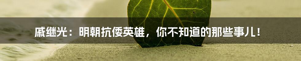 戚继光:明朝抗倭英雄,你不知道的那些事儿!