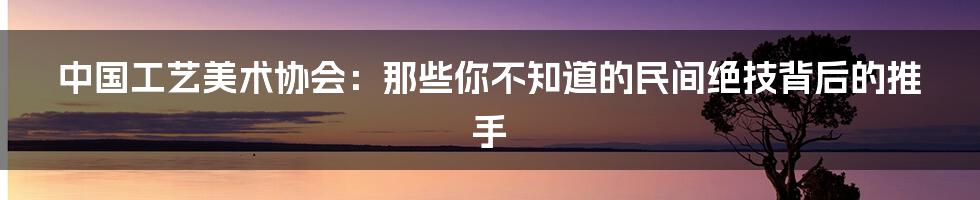 中国工艺美术协会:那些你不知道的民间绝技背后的推手